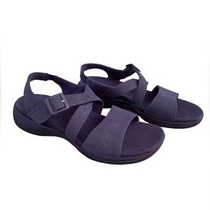 Clarks Springers Sun Lauren Blue Suede Sandals Sz 8 1/2 W